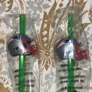 20 Patriots NFL Sports Team Logo Straws w Helmets Fun for games, birthdays! New